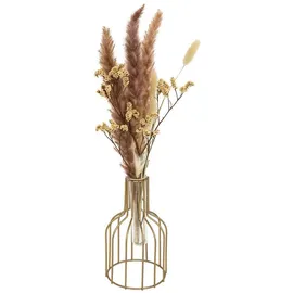 Atmosphera - Arrangement Trockenblumen Herbst Metall Goldfarben Rosa H40cm Créateur D'Intérieur
