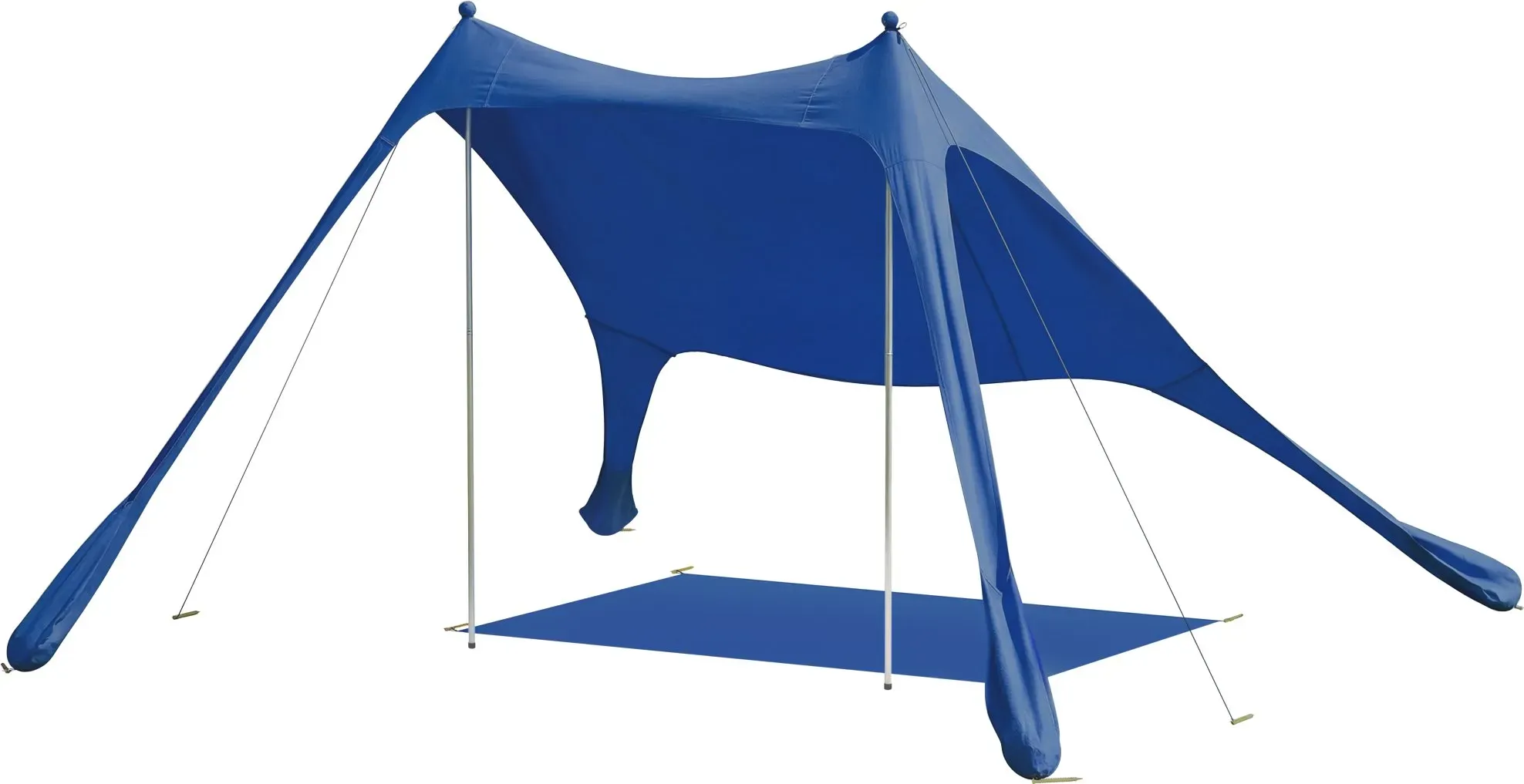 Outsunny Faltbares Strandzelt 208x200 cm, Tragbares Strandzelt mit Matte, UPF50+, Aluminiumstangen, Schaufel, Heringe und wasserdichte Tragetasche, für Camping, Angeln, Blau   Aosom