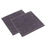 WohnDirect Badematten Set 2 teilig - Grau 45 x 45 cm - rutschfest & Waschbar - Badvorleger, Badezimmerteppich, WC Vorleger