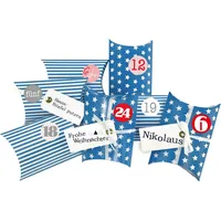 Frau WUNDERVoll® DIY Adventskalender Christkind zum Befüllen,blau Sterne und