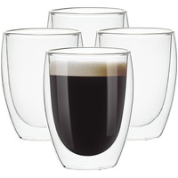 wellmall-hula Latte Macchiato Gläser Doppelwandig,Cappuccino Gläser,Großes Doppelwandglas aus Borosilikatglas,Eiskaffee Gläser,Thermogläser Doppelwandig Espressotassen Glas,6er Set (350ml 4er Pack)