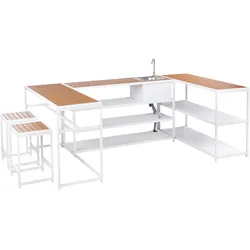 Outdoor-Küche mit Spüle AVETRANA Metall Braun / Weiß