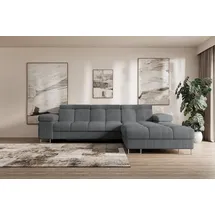 altdecor Ecksofa Cord mit Schlaffunktion 2-Sitzer Dunkelgrau