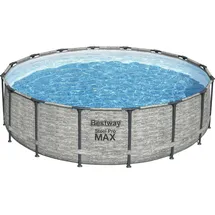 BESTWAY Steel Pro Max Frame Pool Set 488 x 122 cm steinwandoptik inkl. Filterpumpe