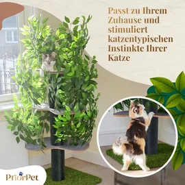priorpet Kratzbaum Natur zum Klettern, Verstecken und Schlafen - groß mit austauschbaren Blättern - mehrstufig, einfach zu montieren - haustier... - Grün