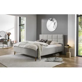 Meise Möbel meise.möbel Polsterbett Paulo 180 x 200 cm Stoff Grau Hellgrau