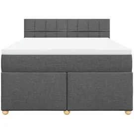 vidaXL Boxspringbett mit Matratze Dunkelgrau 140x200 cm Stoff