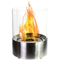 Glow Fire Emma silber" Dekokamine Gr. H: 27 cm, silberfarben Windlichter Tischlichter Ethanol Tischkamin mit Heizleistung, TÜV geprüfte Sicherheit