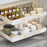 VINATO Teleskopschublade, Ausziehbare Schublade KüChe, Verstellbare Breite (32-52 Cm B X 42 Cm T X 7.5cm H), Slide out Drawer mit Klebefolie, Schrankauszug KüChe, Weiß