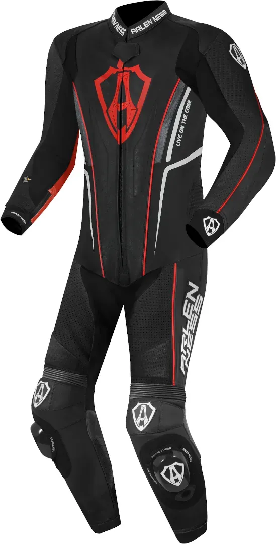 Arlen Ness Losail 1-Teiler Lederkombi, schwarz-rot, Größe 58 für Männer