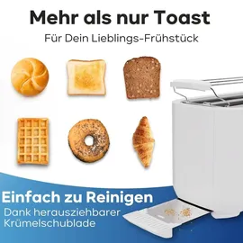 Bomann Bomann® Toaster mit 2 Scheiben mit Auftau-, Aufwärm- und Schnellstoppfunktion, mit Brötchenaufsatz, 1400W, TA6070CB, Weiss