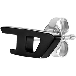 Single-Ohrstecker DIESEL "Schmuck Geschenk Edelstahl Ohrschmuck Ohrring, DX1539001", schwarz (edelstahlfarben, schwarz), Ohrringe, Damen, Edelstahl