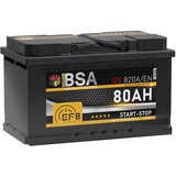 BSA EFB Batterie 80Ah 12V Start Stop Batterie Autobatterie Starterbatterie