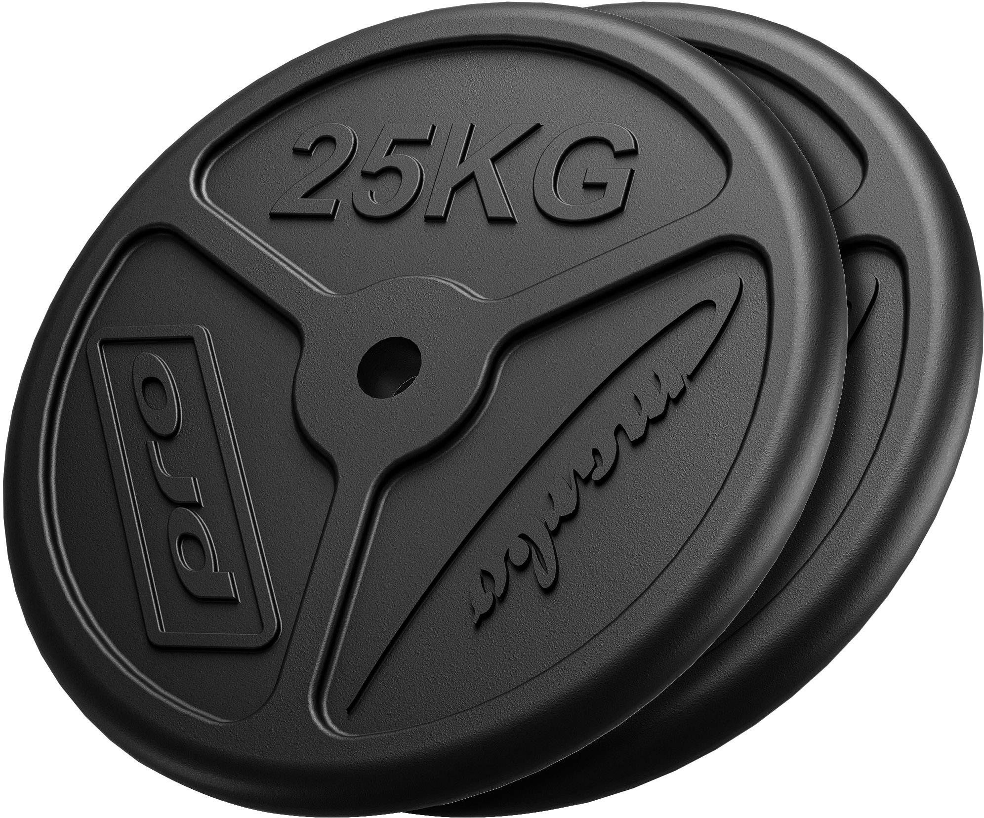 Slim Guss Hantelscheiben-Set Gewichte mit ø30/31 mm Bohrung | Set 50 kg / 2 x 25 kg - Marbo Sport