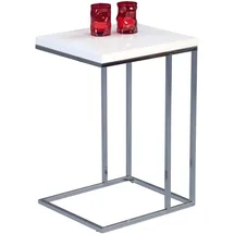 Casavanti Beistelltisch MICHI 38 x 63 x 43 cm - Weiß Hochglanz - Gestell Metall verchromt