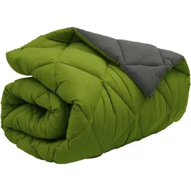 vidaXL Winterbettdecke Grün und Anthrazit 140 cm Mikrofaser