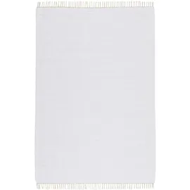 THEKO | Dhurry Teppich aus 100% Baumwolle Flachgewebe Teppich Happy Cotton | handgewebt | Farbe: Weiß | 40x60 cm