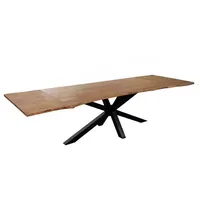 Sam möbel gmbh Baumkantentisch Akazie stonefarben 120(200)x90 cm Ansteckplatten