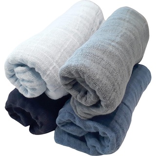Pippi Babywear Mulltücher 4er Pack Spucktücher GOTS Bio Musselin Windeln (A Blue Wave)