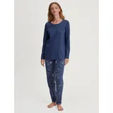 CALIDA Schlafanzug Fruity Dreams (2 tlg) Rundhals, Langarm, Pure Cotton, weich blau L (48/50)