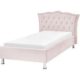 Beliani Bett Metz 90 x 200 cm Textil rosa