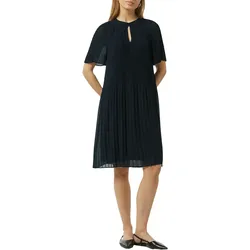 Midikleid COMMA, Damen, Gr. 36, N-Gr, blau (navy), Chiffon, Obermaterial: 100% Polyester. Futter: 100% Viskose, unifarben, casual, tailliert kniebedeckend, Rundhals, Halbarm, Kleider, aus Chiffon, mit Plissee-Falten