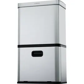 Klarstein Touchless Sensor-Mülleimer - 56L Küchen-Abfalleimer mit Bewegungssensor, 3-in-1-Mülleimer, Trennsystem, Soft-Close, Edelstahl, hygienisch - Silber