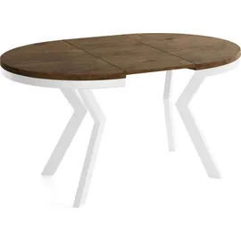 WFL GROUP Runder Ausziehtisch 80-130 x 77 cm dunkelbraun