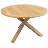 Gartentisch Tisch Gartenmöbel rund aus massiven Teakholz 77x120x120 cm (6013)