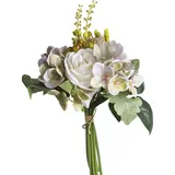 Botanic-Haus Jasaco künstlicher Rosen-Hortensienstrauß mit grünem Blattwerk (creme),