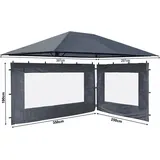 Set Ersatzdach und 2 Seitenteile für Garten Pavillon 3x4m Grau RAL 7012 Antik Pavillondach Ersatzbezug Seitenwände