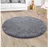 Paco Home - Hochflor Teppich Wohnzimmer Fellteppich Kunstfell Flauschig Rutschfest Grau Ø 80 Cm Rund