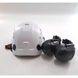 mustbau Sicherheitshelm-Set, EN397 Schutzhelm mit Ohr- und Gesichtsschutz, verstellbares Kopfband von 53 bis 63 cm, strapazierfähiges ABS-Material