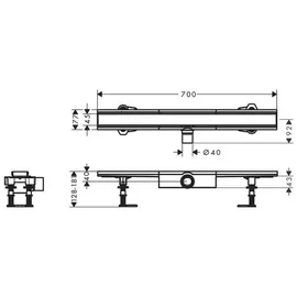 Hansgrohe RainDrain Compact Duschrinne 700 mm edelstahl gebürstet