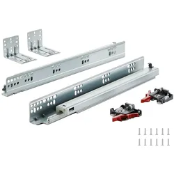 VEVOR 6x Schubladenschienen 400 x 61 x 54 mm Auszugsschienen 45,4 kg(Statisch)/36,3 kg(Dynamisch) Soft-Close Schienen für Schubladen Vollauszug Kohlenstoffstahl Schubladen Schienensystem