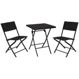 PROGARDEN 3-tlg. Garten-Bistro-Set Rattan-Optik - Schwarz