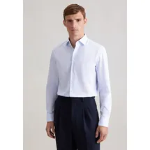 Seidensticker Businesshemd "Schwarze Rose", Herren, Gr. S (38), normale Ärmellängen, blau, 100% Baumwolle, bedruckt, slim fit, 2-Knopf-Manschette, Hemden, Slim 1/1 Kentkragen Druck
