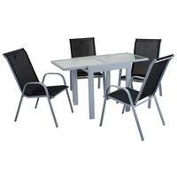 Garten Möbel Set Tisch Sitz Gruppe ALU Glas 4-Sitzer 5-teilig grau Balkon