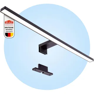 max K O M F O R T LED Spiegelleuchte Badleuchte Schminklicht Schwarz | 8W neutralweiß 750 Lumen IP44 | Aufbauleuchte Eckig Montage für Spiegel oder Schrank | BAD-S60