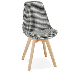 Esszimmerstuhl JOE mit Hahnentrittmuster Holz & Stoff | Retro Polsterstuhl Bequem & Elegant | Vintage Stil | 48x56x85 cm | Kadima Design