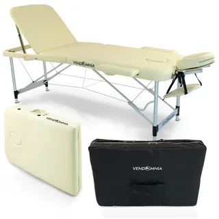 Vendomnia Mobile Massageliege - Aluminium mit 3 Zonen höhenverstellbar inkl. hochwertiger Kopfstütze Tasche Armlehnen - Farbwahl Klappbar, Massagetisch Massagebett Massagebank Behandlungsliege