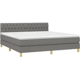 vidaXL Boxspringbett mit Matratze & LED Dunkelgrau 180x200 cm Stoff