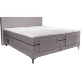 Boxspringbett ALINA "Powell" Komplettbetten Gr. Samt, Liegefläche B/L: 180cm x 200cm, Gewicht bis: 80 kg + 80 kg H2 + H2, 5-Zonen-Tonnentaschen-Federkernmatratze, grau (grau dmo 59) Boxspringbett inkl. Motor, Matratze und Topper, in unterschiedlichen Ausführungen