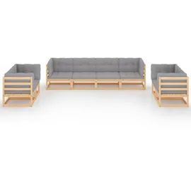 vidaXL Garten-Lounge-Set 8-tlg. Kiefer grau