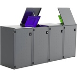 Reinkedesign Mülltonnenbox Boxxi Typ-XD, 4x 120l, Türfarbe Anthrazit | Grau