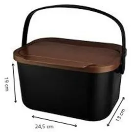 Practic Mini Bini 4,5 l Schwarz mit braunem Deckel