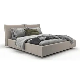 KAWOLA Bett HENRY Polsterbett Leder hellgrau 140x200cm