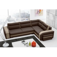 JVmoebel Ecksofa Wohnzimmer Schlaf Sofa Couchen Couch Garnitur L Form Stoff Leder, Made in Europa beige|braun