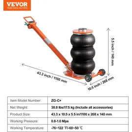Vevor Wagenheber Gummi/Stahlrohr 3 t orange