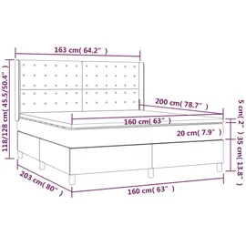 vidaXL Boxspringbett mit Matratze & LED Schwarz 160x200 cm Kunstleder